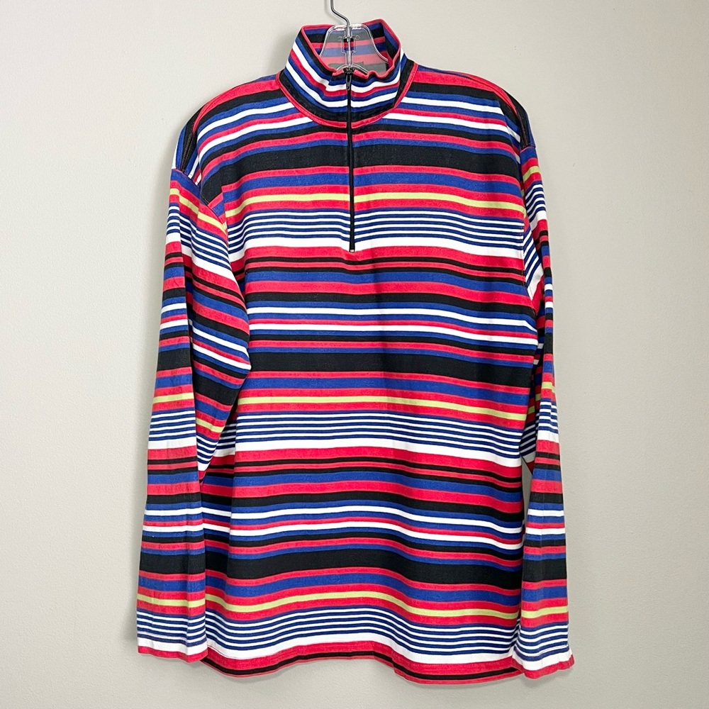 VTG 90s J.Crew Oarsman 1/4 Zip Long Sleeve Pullover L Striped Preppy Classic USA